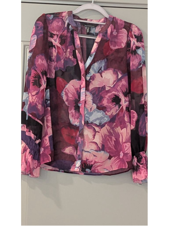 White House Black Market Tops - Women's WHBM Pink Purple Floral Blouse XXS